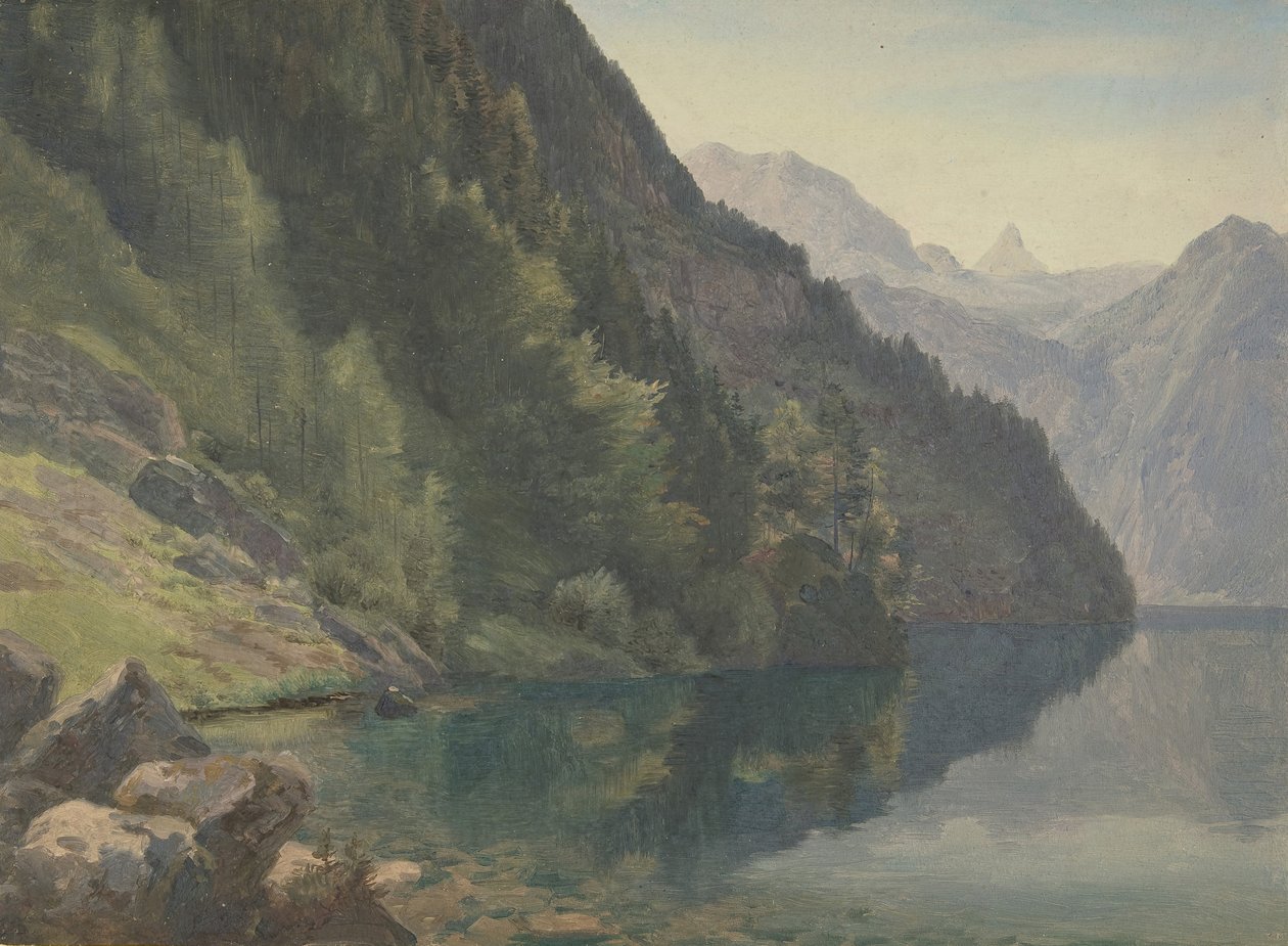 Erdős part a Königsee király-tónál, 19. század első fele. alkotó: Johann Heinrich Schilbach