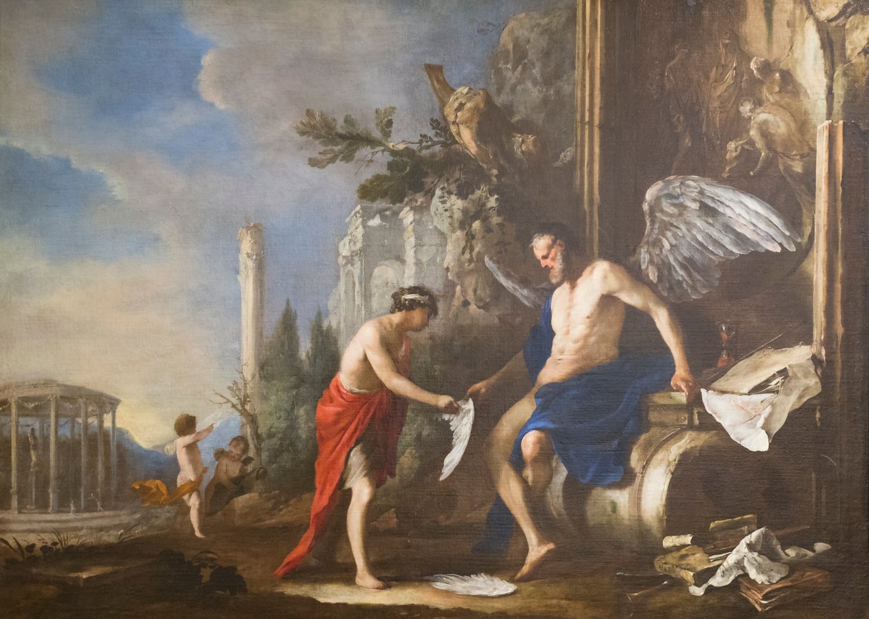Az idő allegóriája, Chronos és Eros alkotó: Johann Heinrich Schonfeldt