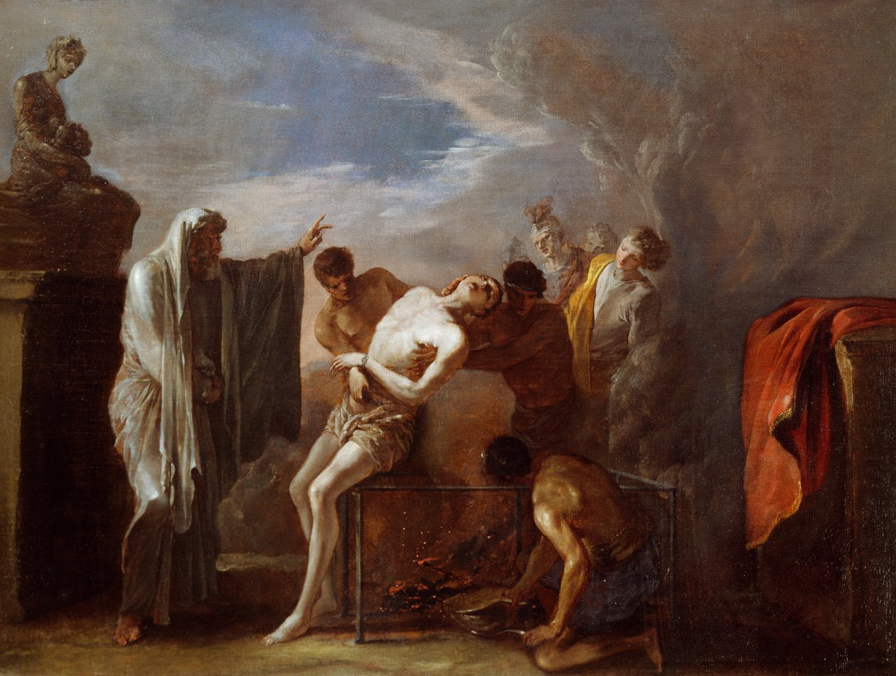Szent Lőrinc mártíromsága, Johann Heinrich Schonfeld (kb. 1609-1683), olaj, vászon, 75x101 cm alkotó: Johann Heinrich Schonfeldt