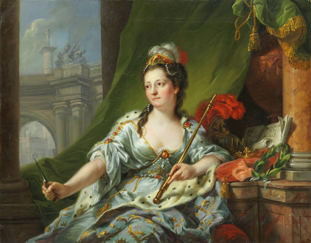 A múzsa Melpomene (A kilenc múzsa, 1771) alkotó: Johann Heinrich Tischbein