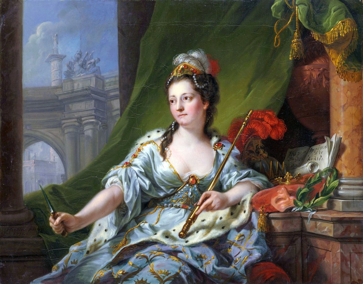 A múzsa Melpomene (A kilenc múzsa, 1771) alkotó: Johann Heinrich Tischbein