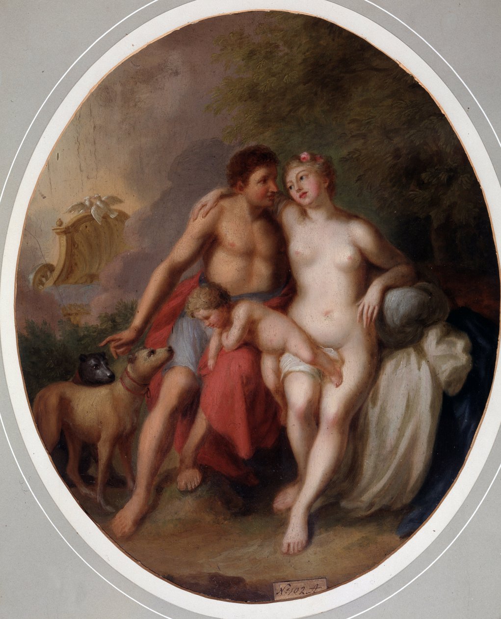 Venus et Adonis (Vénusz és Adonisz). Johann Heinrich Wilhelm Tischbein (1751-1829) festménye (más néven Goethe-Tischbein vagy Goethe Tischbein). Huile sur toile alkotó: Johann Heinrich Tischbein