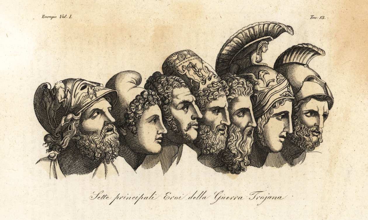 A trójai háború hét fő hősének mellszobra alkotó: Johann Heinrich Wilhelm (after) Tischbein