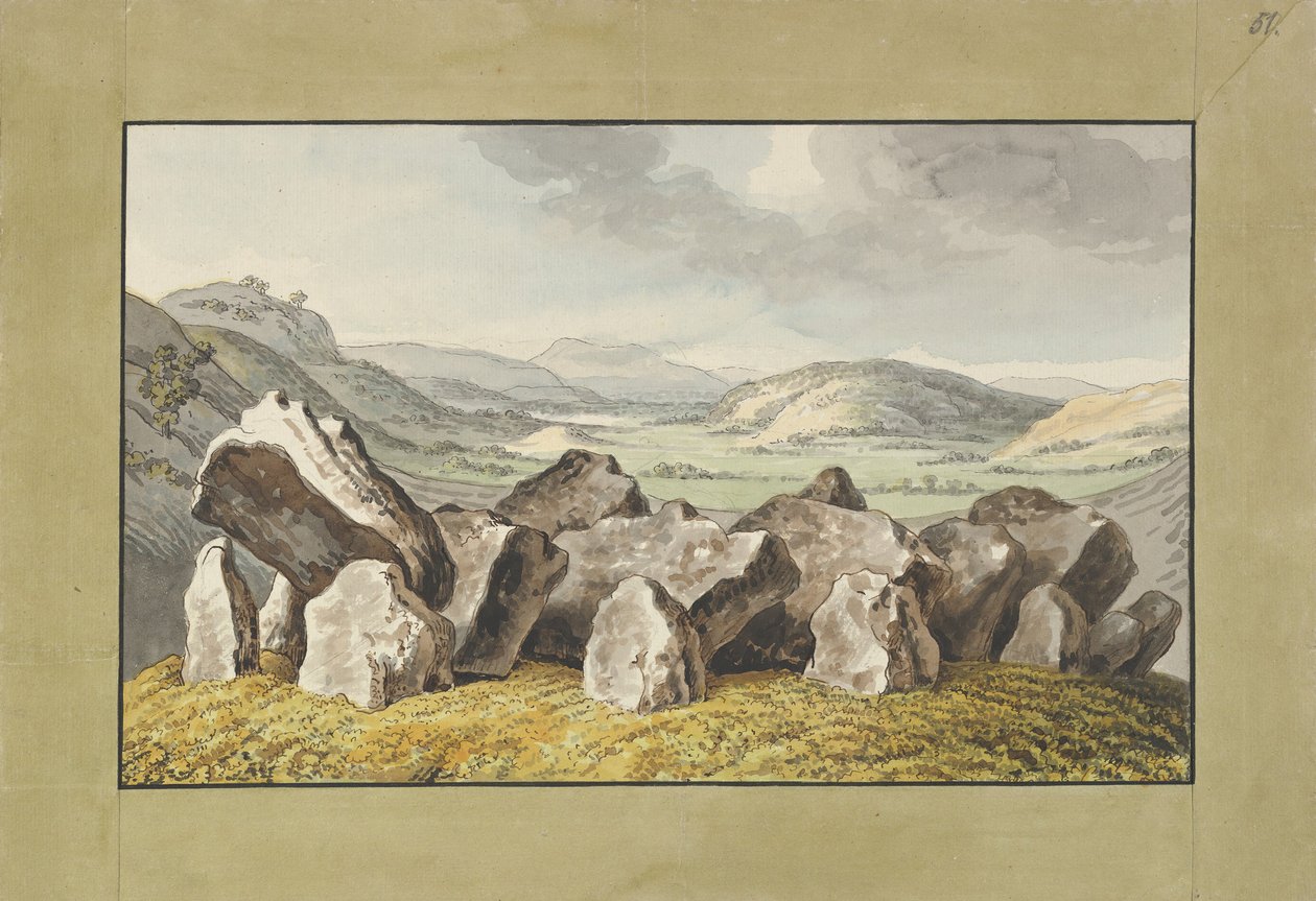 Őskori kőkör egy halmon, kiterjedt táj azon túl, 18. közepe-XIX. század eleje. alkotó: Johann Heinrich Wilhelm Tischbein