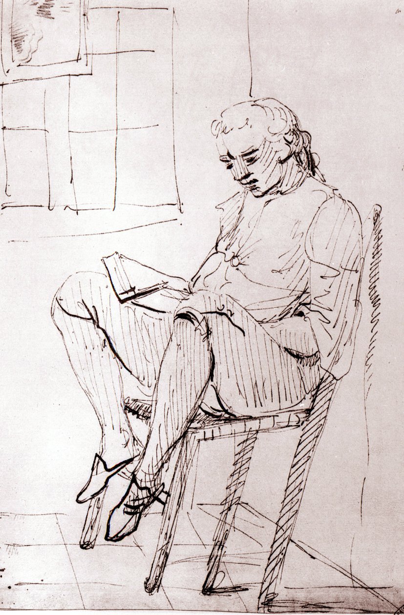 Johann Wolfgang Von Goethe római házában, Johann Heinrich Wilhelm Tischbein (1751-1829) által (más néven Goethe-Tischbein vagy Goethe Tischbein). sd. 18. század. alkotó: Johann Heinrich Wilhelm Tischbein