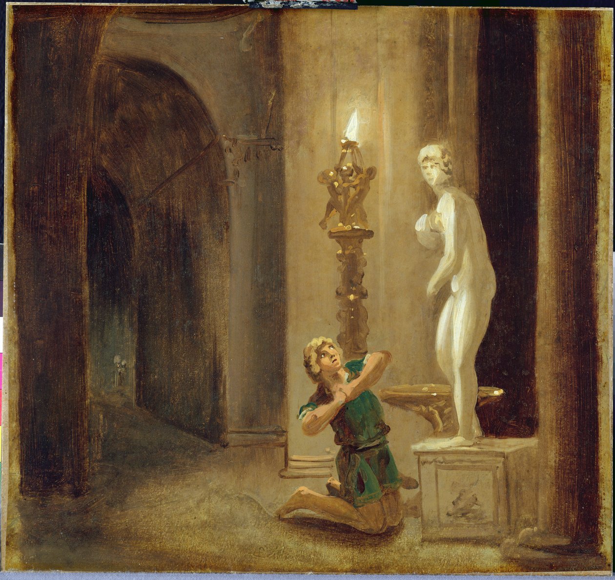 Pygmalion a Vénusz-szobor előtt, 1800 körül (olaj, papír) alkotó: Johann Heinrich Wilhelm Tischbein