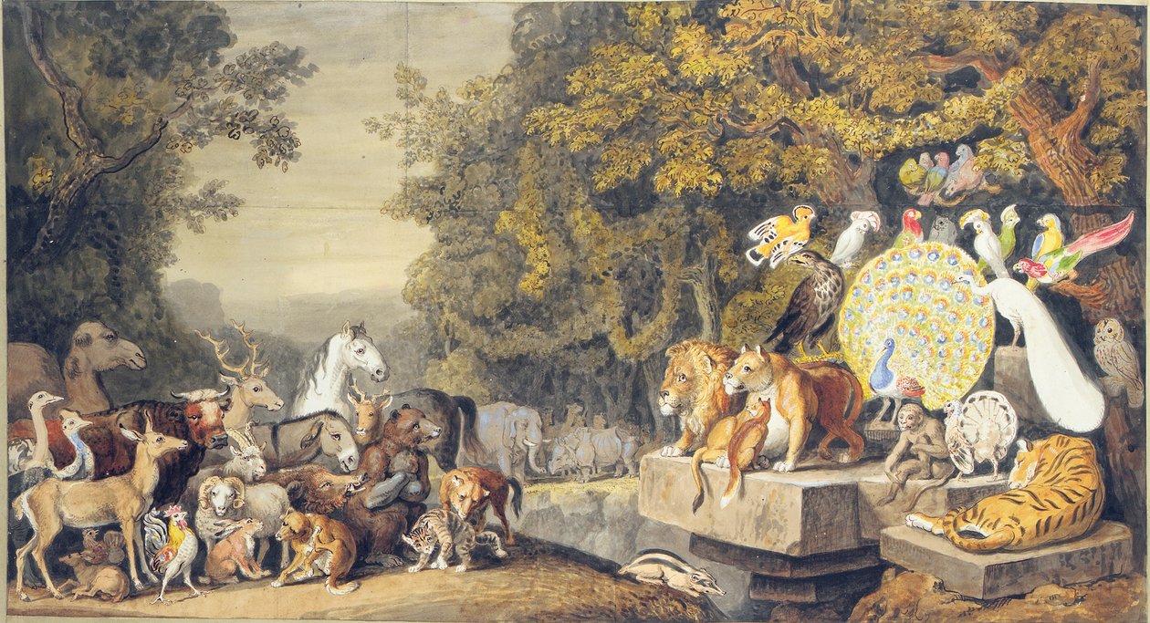 Az állatok udvara, Goethe „Reineke Fuchs” című művének IV. énekének illusztrációja alkotó: Johann Heinrich Wilhelm Tischbein