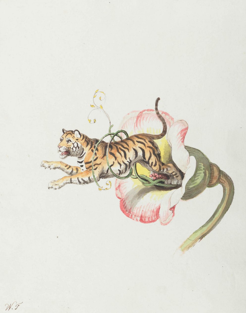 Tigris ugrás a virág koronája. Allegória a virágmagokról, 1817. alkotó: Johann Heinrich Wilhelm Tischbein