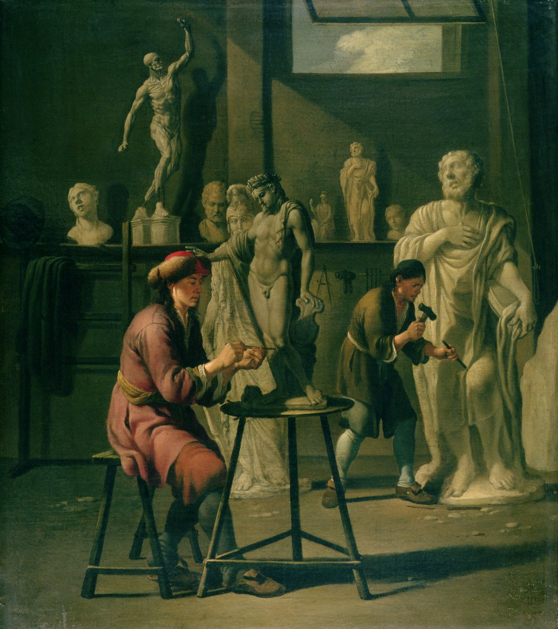 Egy szobrászstúdió belseje alkotó: Johann Heiss