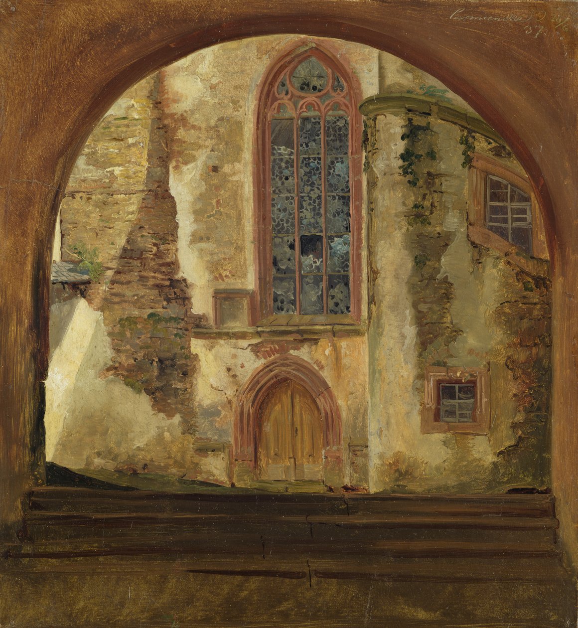 Részlet a Rochsburg kastélyról Szászországban alkotó: Johann Herman Carmiencke