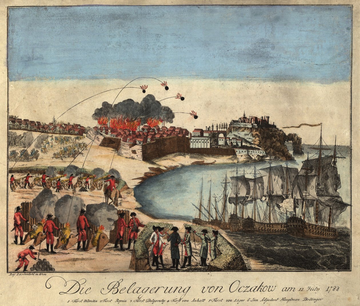 Az Ochakov-erőd ostroma 1788 decemberében, 1788. alkotó: Johann Hieronymus Loeschenkohl