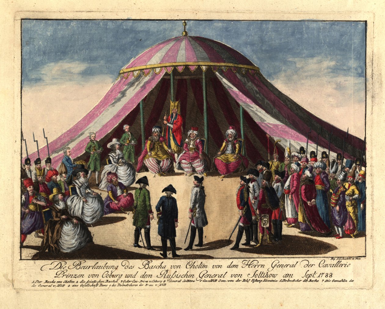 Josias szász-koburgi herceg és tábornok... Hotyn pasa letétele, 1788. szept. alkotó: Johann Hieronymus Loeschenkohl