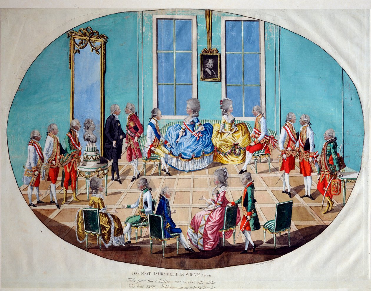 Az újévi ünnepség Bécsben 1782-ben, 1783-ban. alkotó: Johann Hieronymus Löschenkohl
