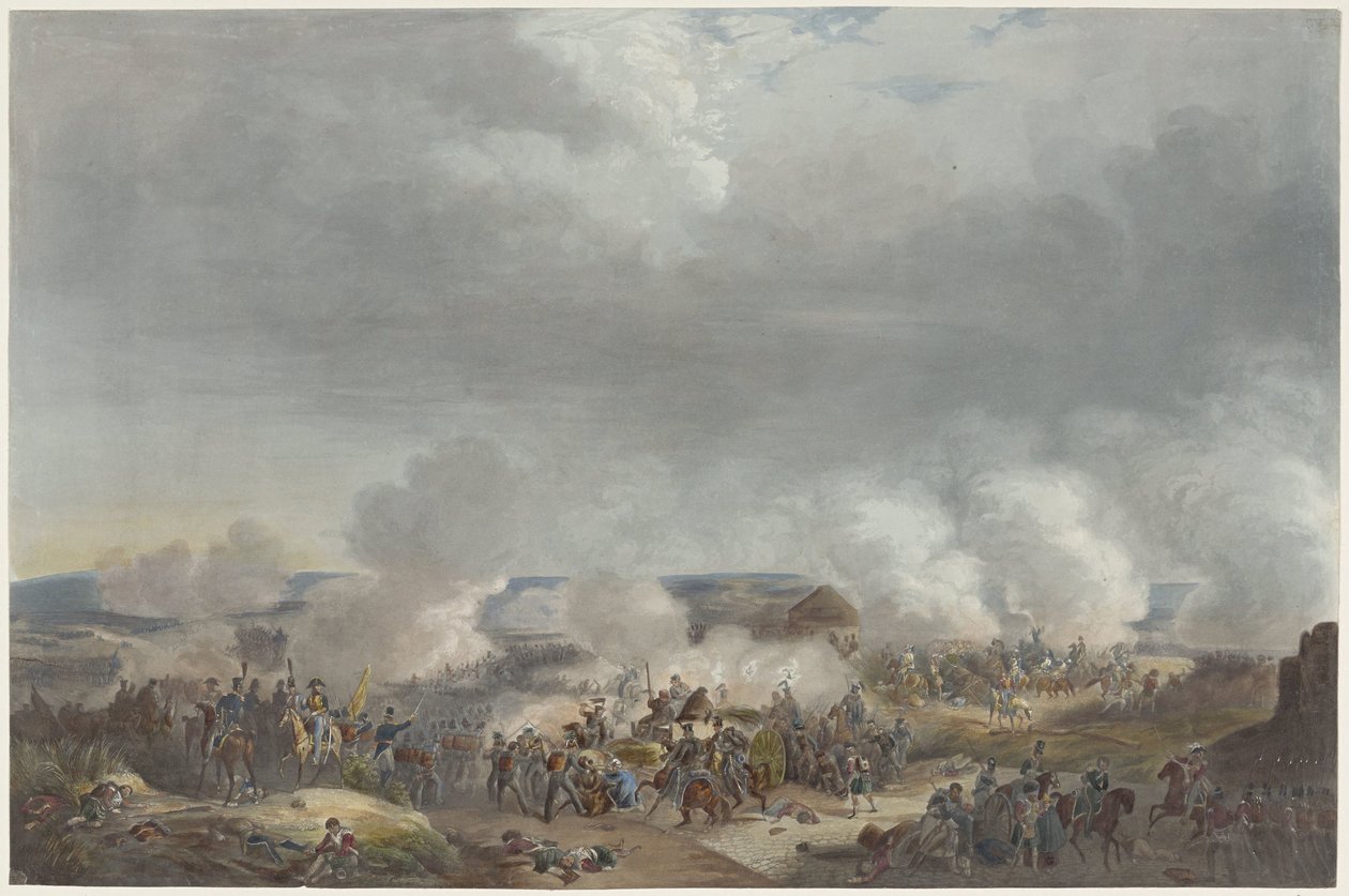 Orange hercege a Quatre-Bras-i csatában, 1815 Tizenkét lemez I. Vilmos brüsszeli érkezéséről és beiktatásáról, valamint az 1815-ös Quatre-Bras-i és Waterloo-i csatákról (sorozat címe) alkotó: Johann Hürlimann