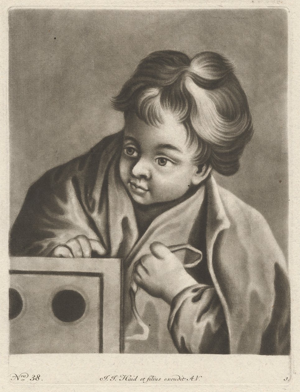 Fiú dobozzal alkotó: Johann Jacobus Haid