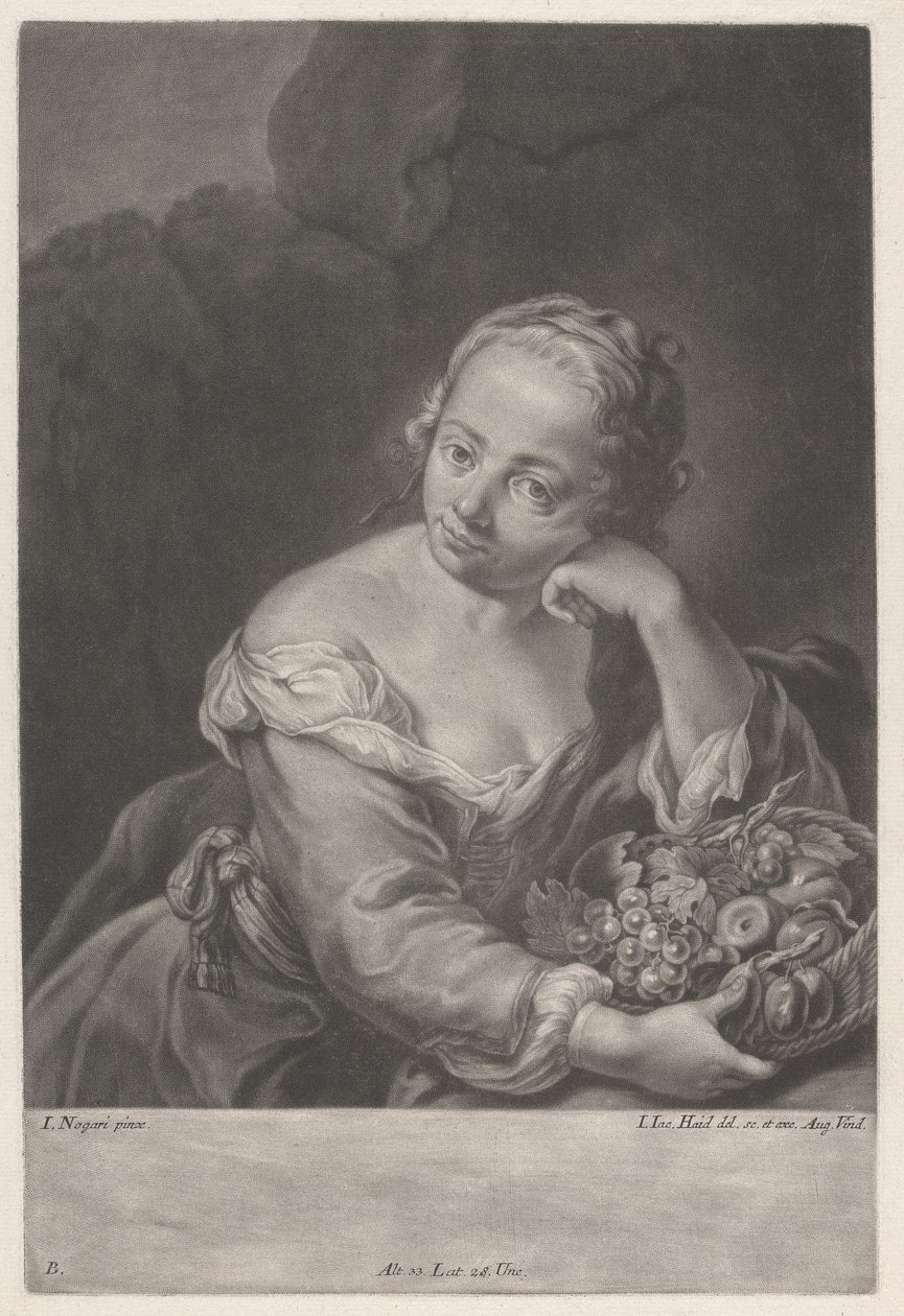 Nő egy kosár gyümölcsöt alkotó: Johann Jacobus Haid