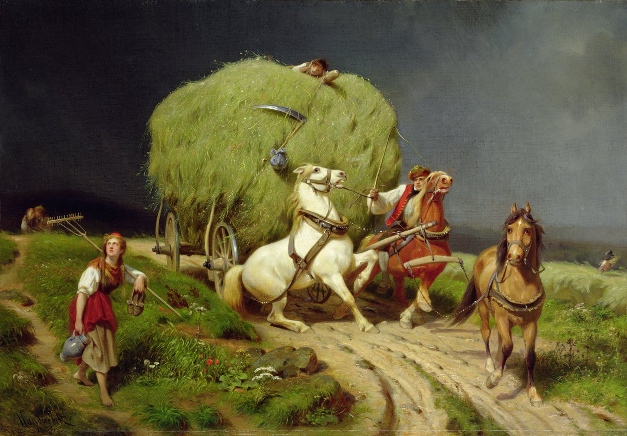 A szénás kocsi, 1874 alkotó: Johann Jakob Eduard Handwerk