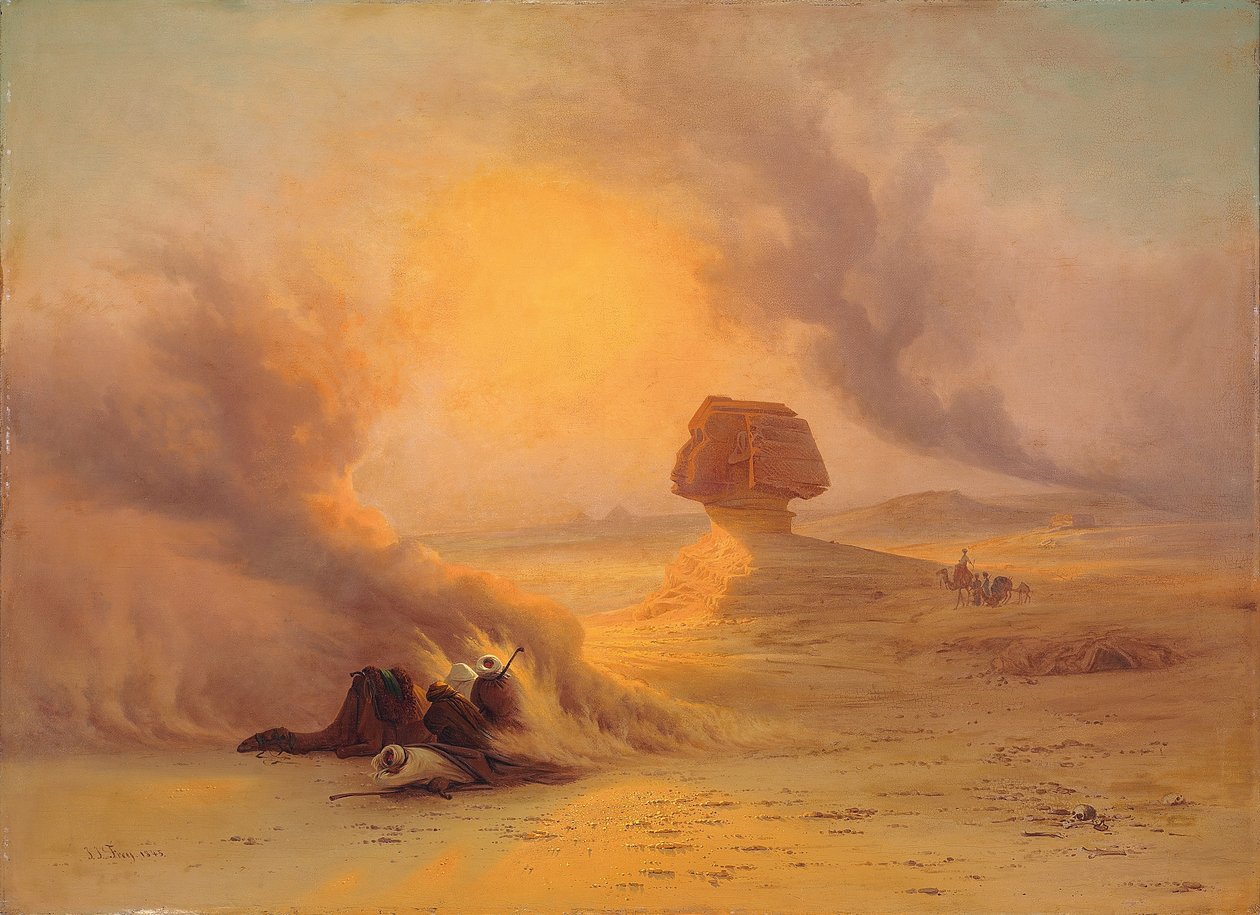 Egy karavánt elkapott a Sinum szél Giza közelében alkotó: Johann Jakob Frey