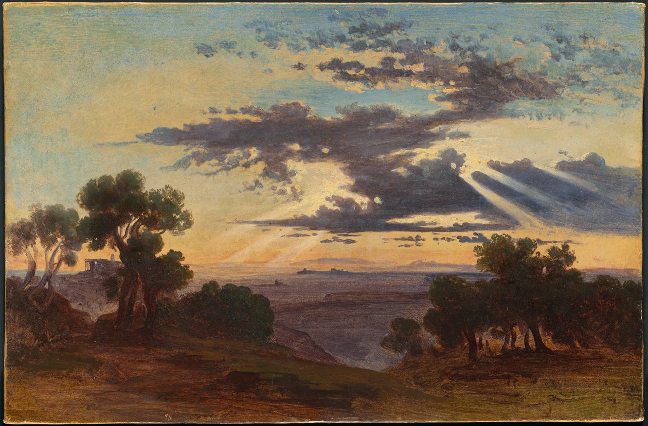 A nap áttör a felhőkön a római Campagna felett alkotó: Johann Jakob Frey