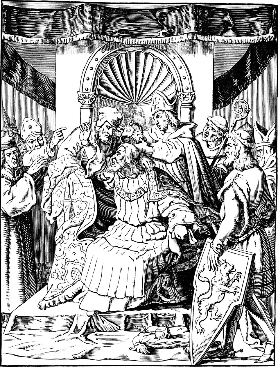 Henrik császár lemondása Ingelheimben Illusztráció a német nép történetéből, E. Duller, 1840 alkotó: Johann Jakob Kirchhoff
