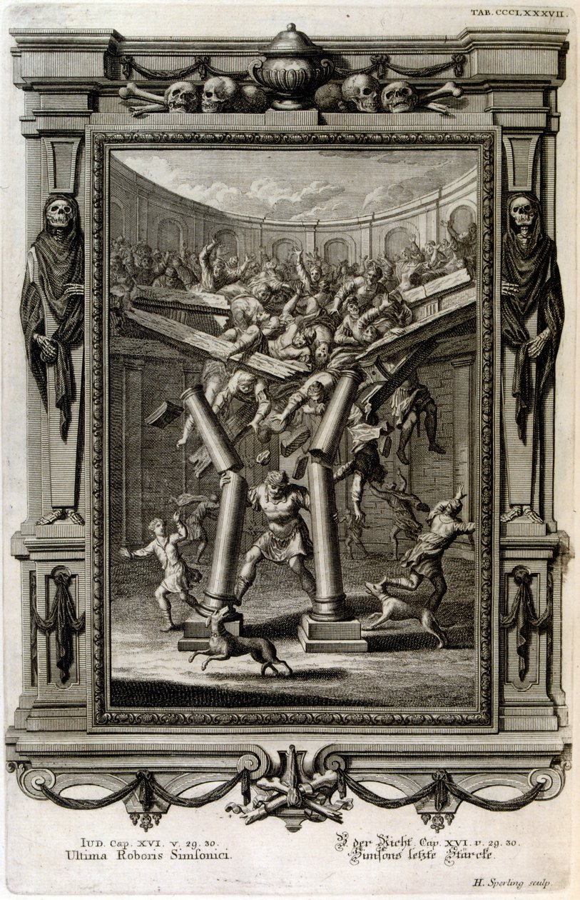 Sámson lerombolja Baal templomát alkotó: Johann Jakob Scheuchzer