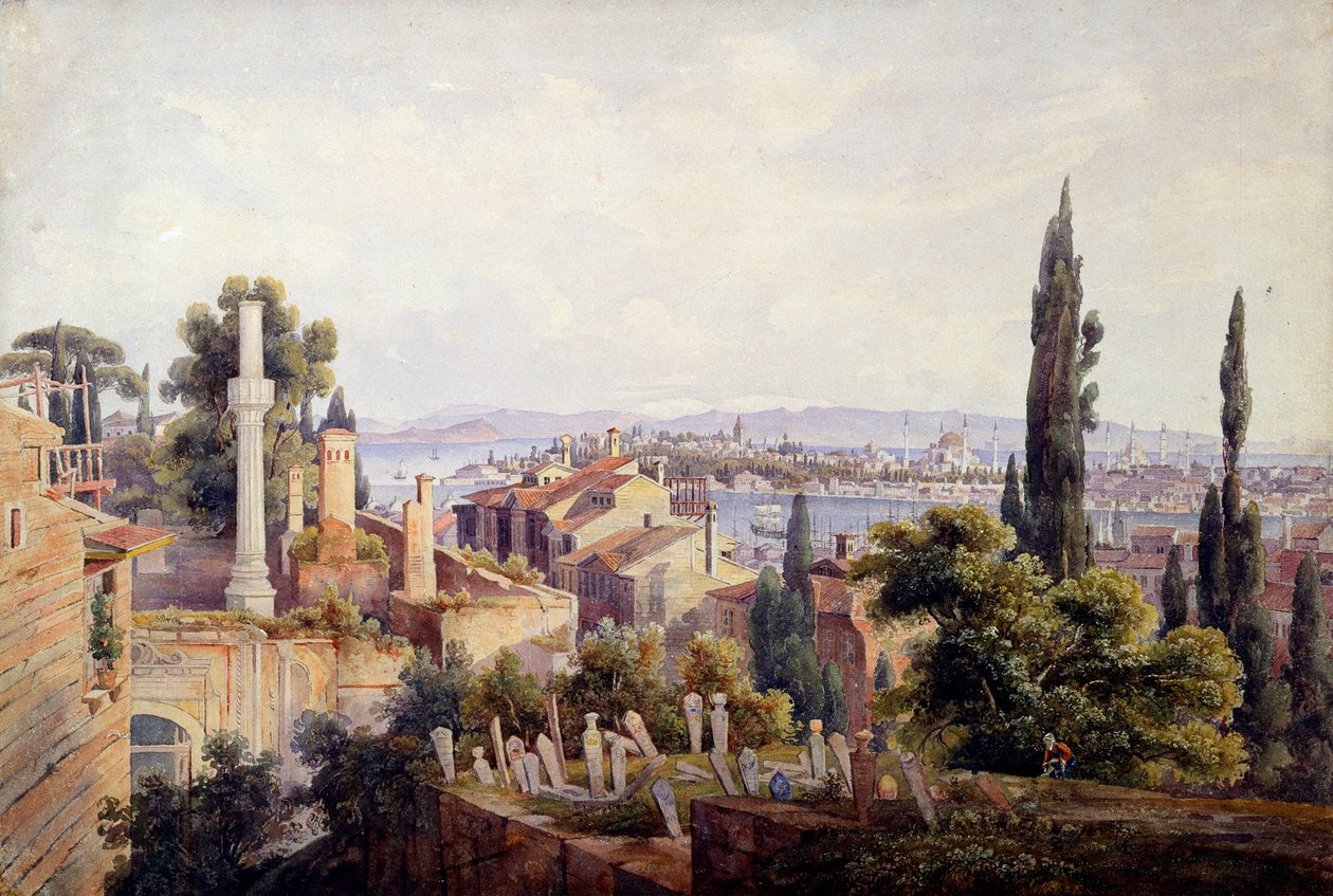 "Konstantinápoly és az Aranyszarv látképe", 1835 alkotó: Johann Jakob Wolfensberger