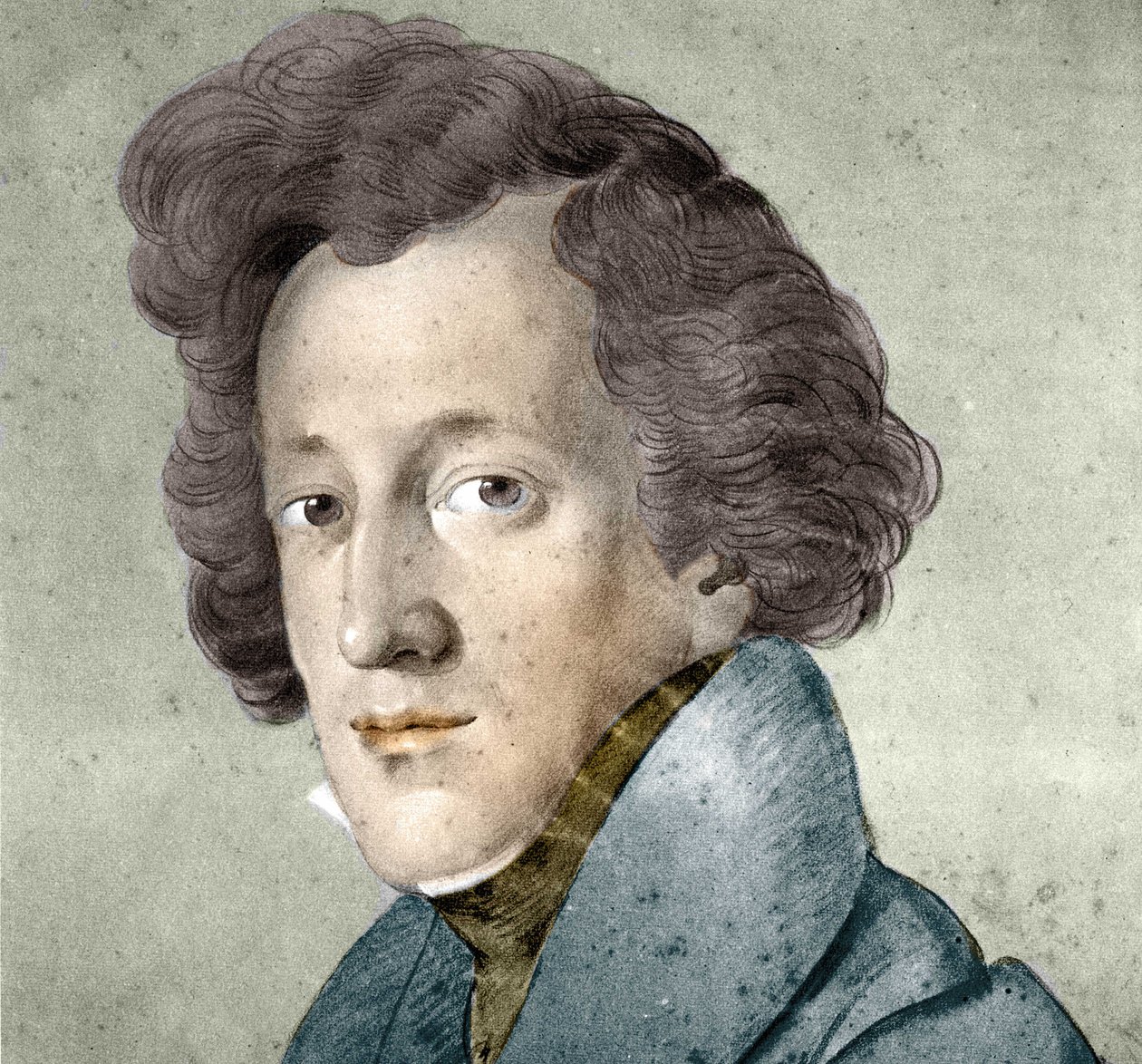 Felix Mendelssohn Bartholdy (1809-1847) német zeneszerző és karmester portréja. Illusztráció Johann Joseph Schmeller rajzából. alkotó: Johann Joseph Schmeller
