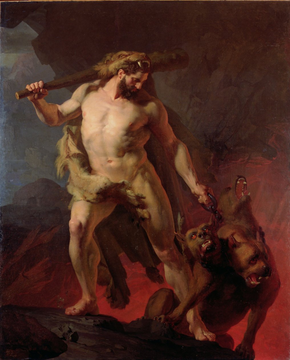 Herkules eltávolítja Cerberust a pokol kapujából, 1855 alkotó: Johann Koler