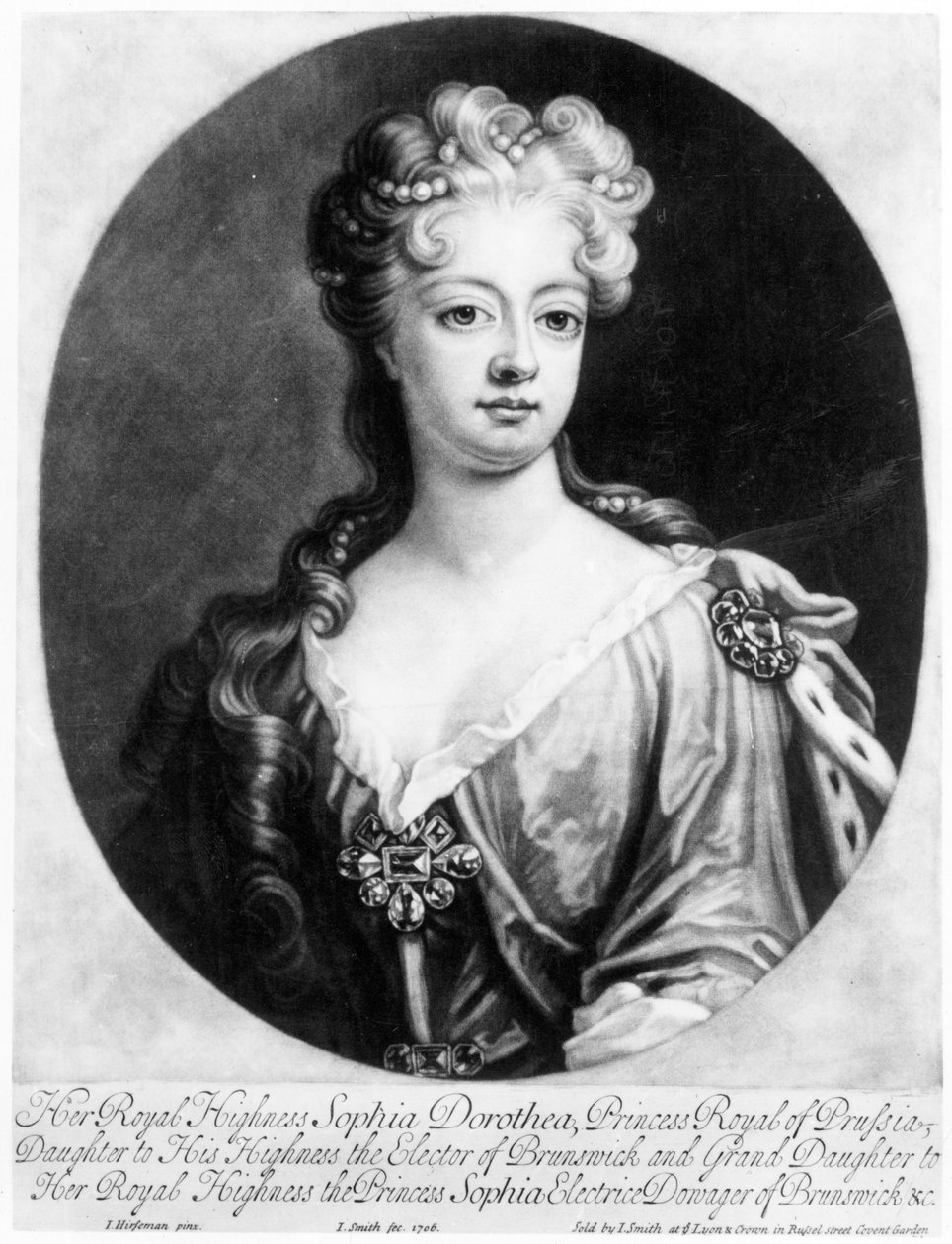 Sophia Dorothea, Poroszország királynője, John Smith metszete, 1706 alkotó: Johann Leonhard Hirschmann