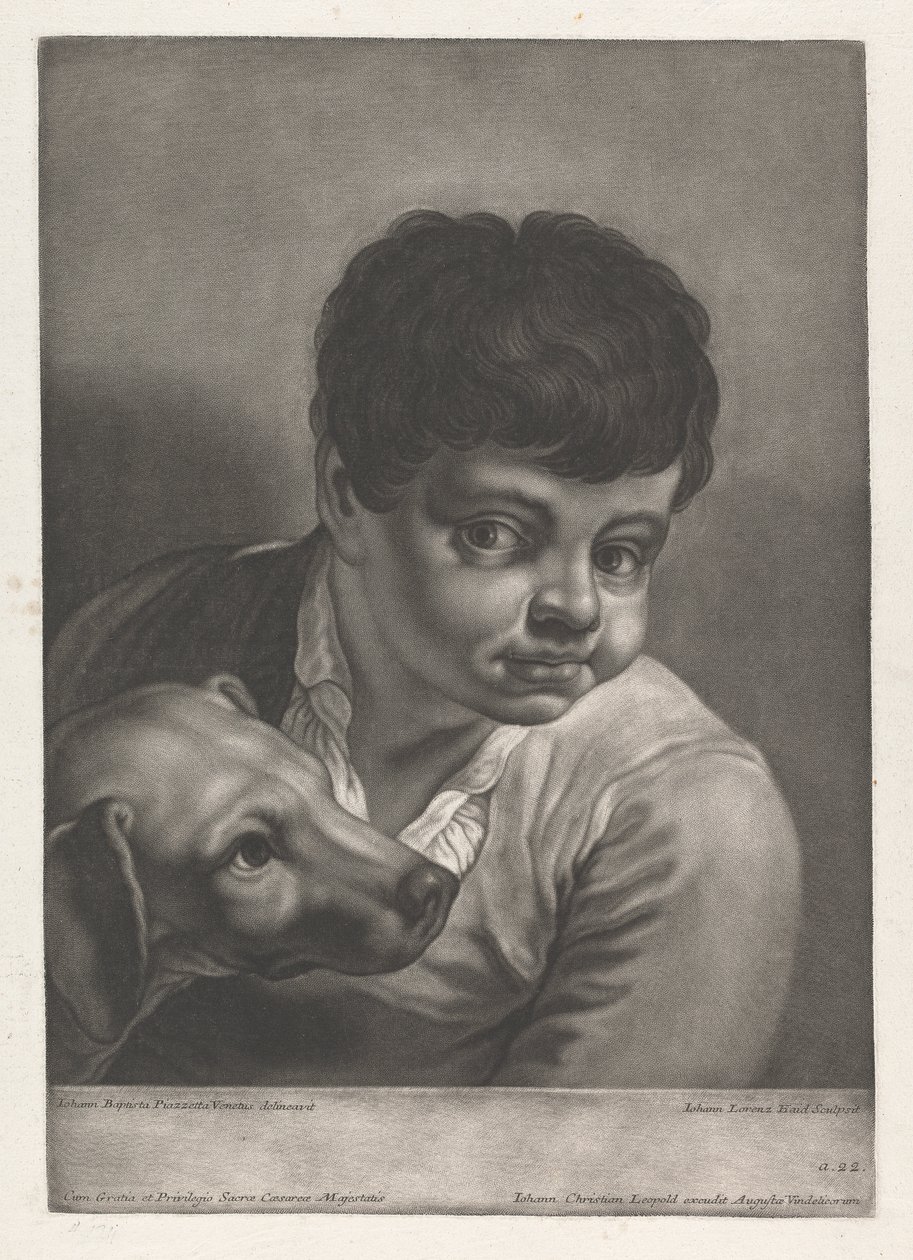 Fiú és kutya portréja alkotó: Johann Lorenz Haid