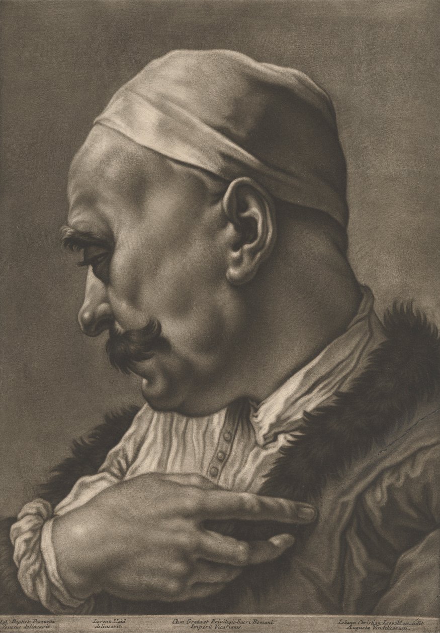 Egy sapkát viselő férfi portréja alkotó: Johann Lorenz Haid
