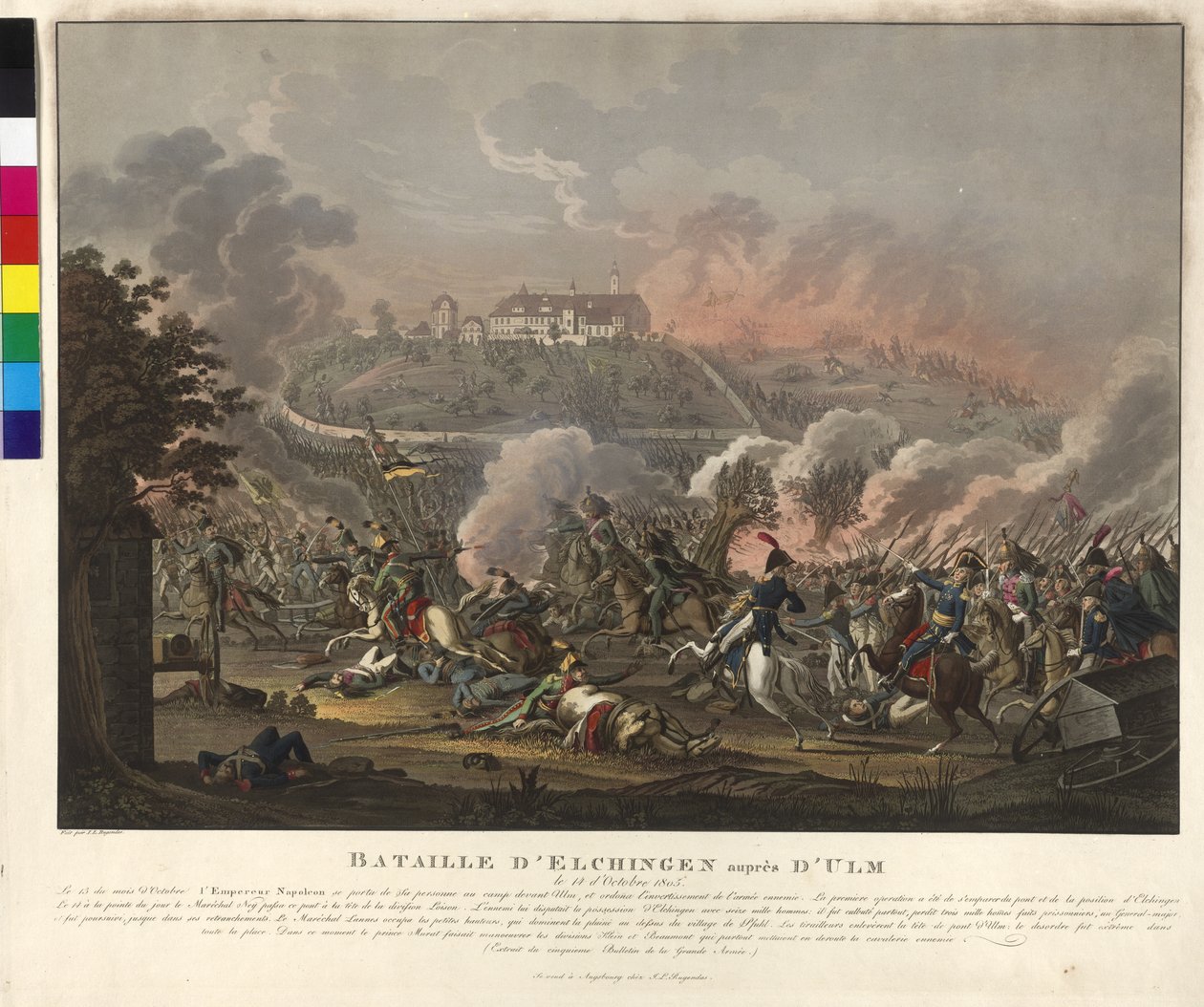 Elchingeni csata 1805. október 14-én (metszet és aquatinta) alkotó: Johann Lorenz Rugendas