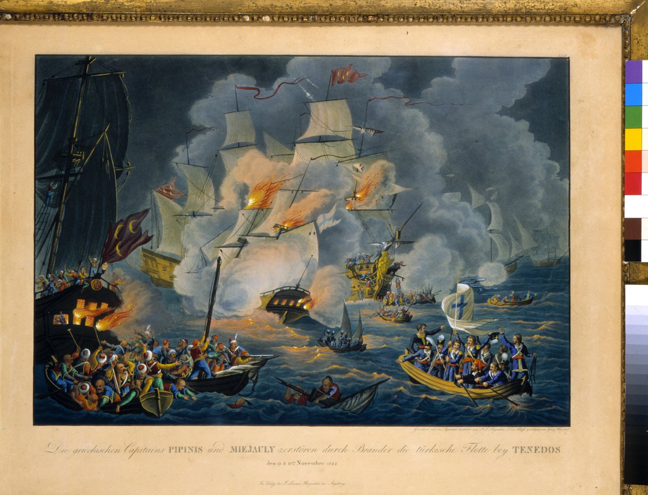 Tenedos-i csata, 1822. október 27. (Rézkarc) alkotó: Johann Lorenz Rugendas