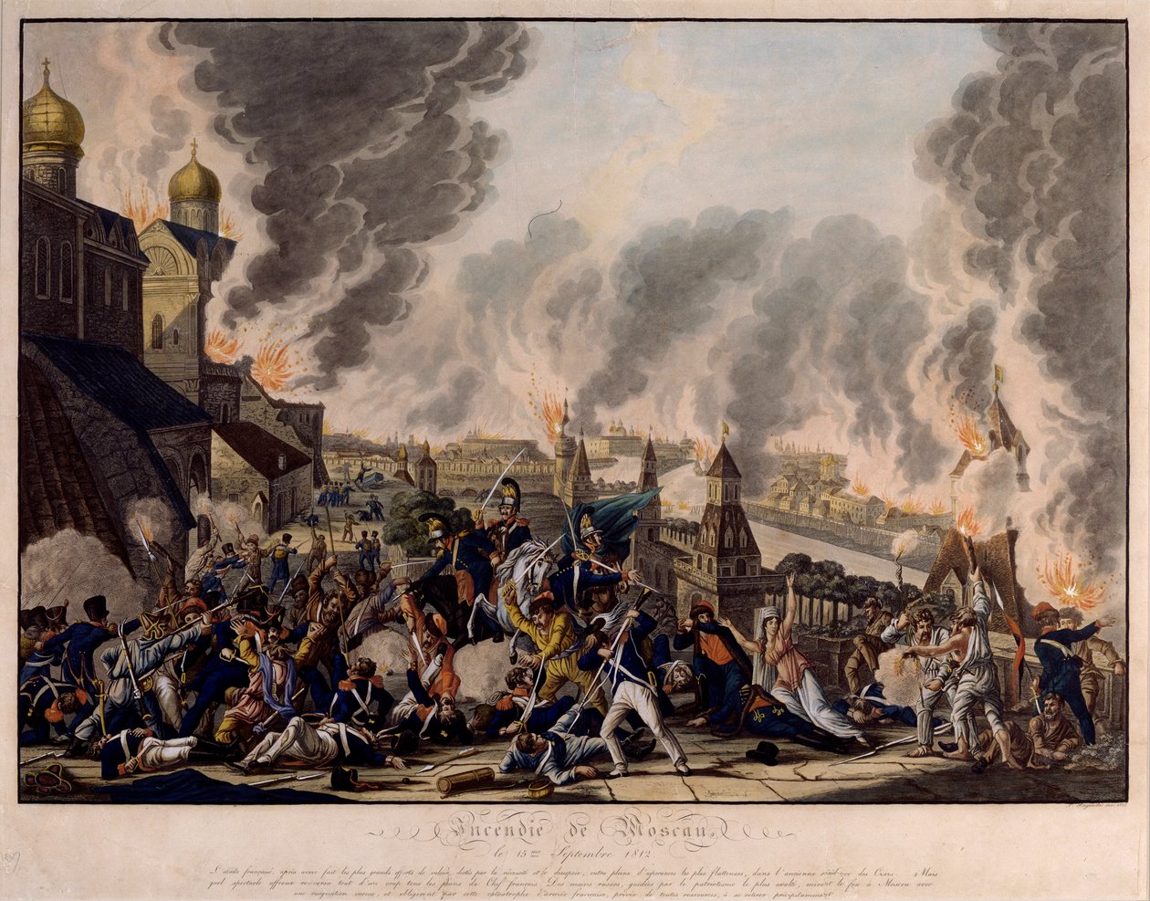 Moszkva felgyújtása 1812. szeptember 15-én. A Grande Armee (Franciaország) megrohamozta az orosz várost (napóleoni háborúk alkotó: Johann Lorenz Rugendas