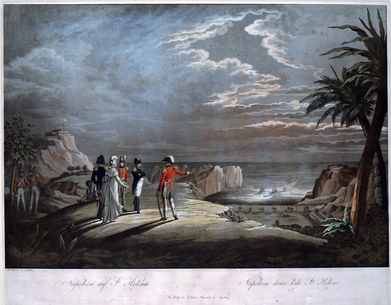 Bonaparte Napóleon Szent Ilona szigetén - Rugendas, Johann Lorenz, az ifjabb (1775-1826) - Aquatint - 47x58 - Magángyűjtemény alkotó: Johann Lorenz Rugendas