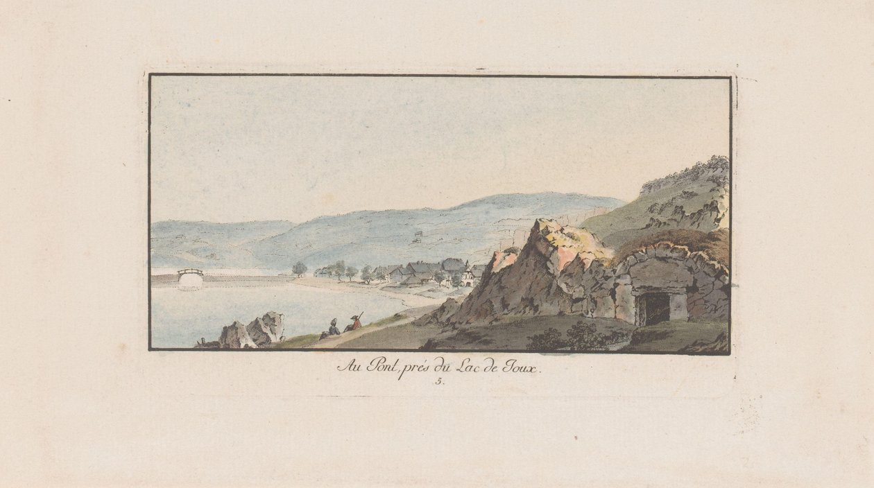 Kilátás a Le Pontra a Lac de Joux-n Au Pont, près du Lac de Joux (cím a tárgyon) Svájci tájak (sorozat címe) Néhány nézőpont gyűjteménye Svájcban (sorozat címe) alkotó: Johann Ludwig Aberli