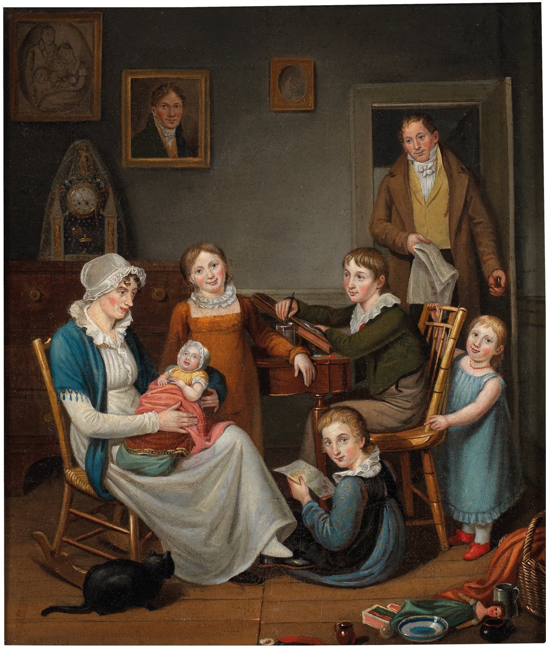 John Lewis Krimmel önarcképe Susannah Krimmel és gyermekeivel, 1809-10 alkotó: Johann Ludwig Krimmel