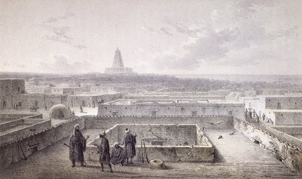 Timbuktoo északi oldala, Heinrich Barth 1857-ben megjelent „Les Voyages en Afrique” című művéből, alkotó: Johann Martin Bernatz