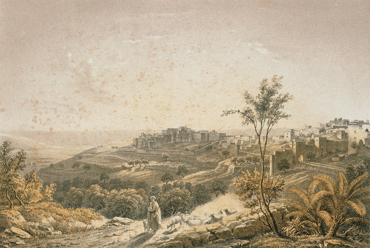 Kilátás Jeruzsálemre. Rézkarc Bernatz és társai - Steinkopk J.F. Szerkesztő alkotó: Johann Martin Bernatz