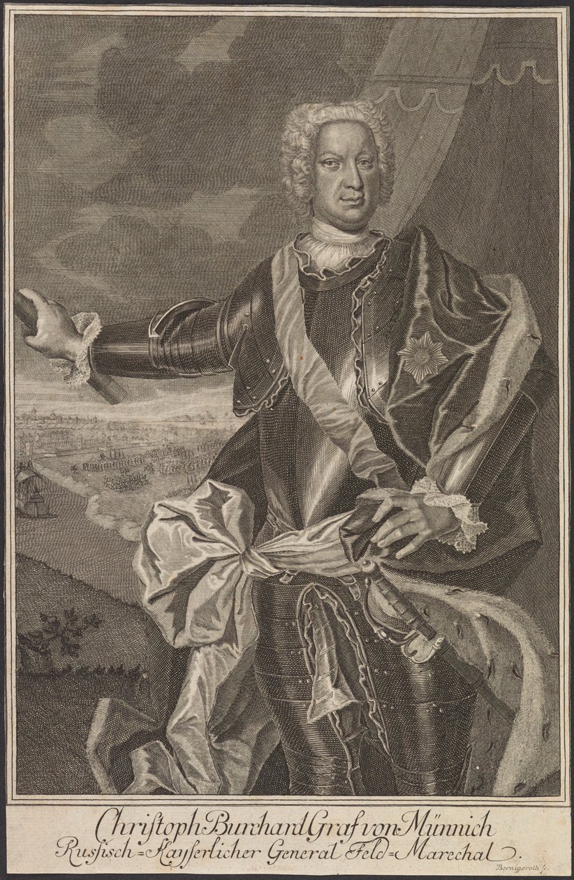 Burkhard Christoph von Munnich gróf portréja 1683-1767. alkotó: Johann Martin Bernigeroth