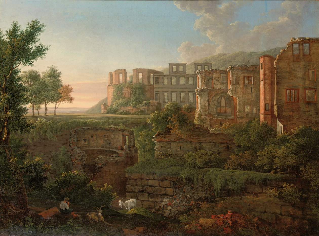 Capriccio kilátás a heidelbergi vár romjaira alkotó: Johann Martin von Rohden