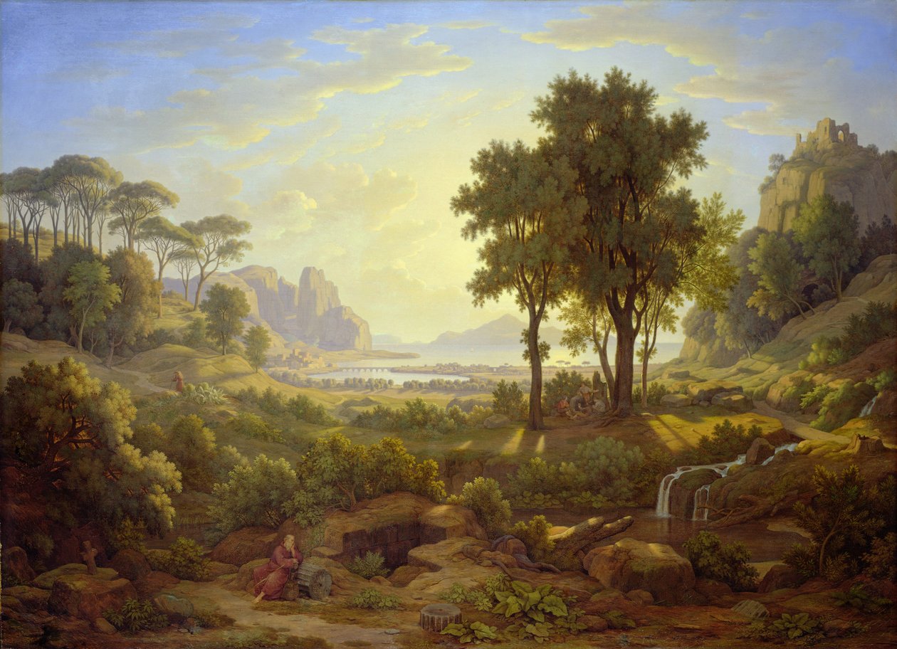 Olasz táj naplementekor alkotó: Johann Martin von Rohden