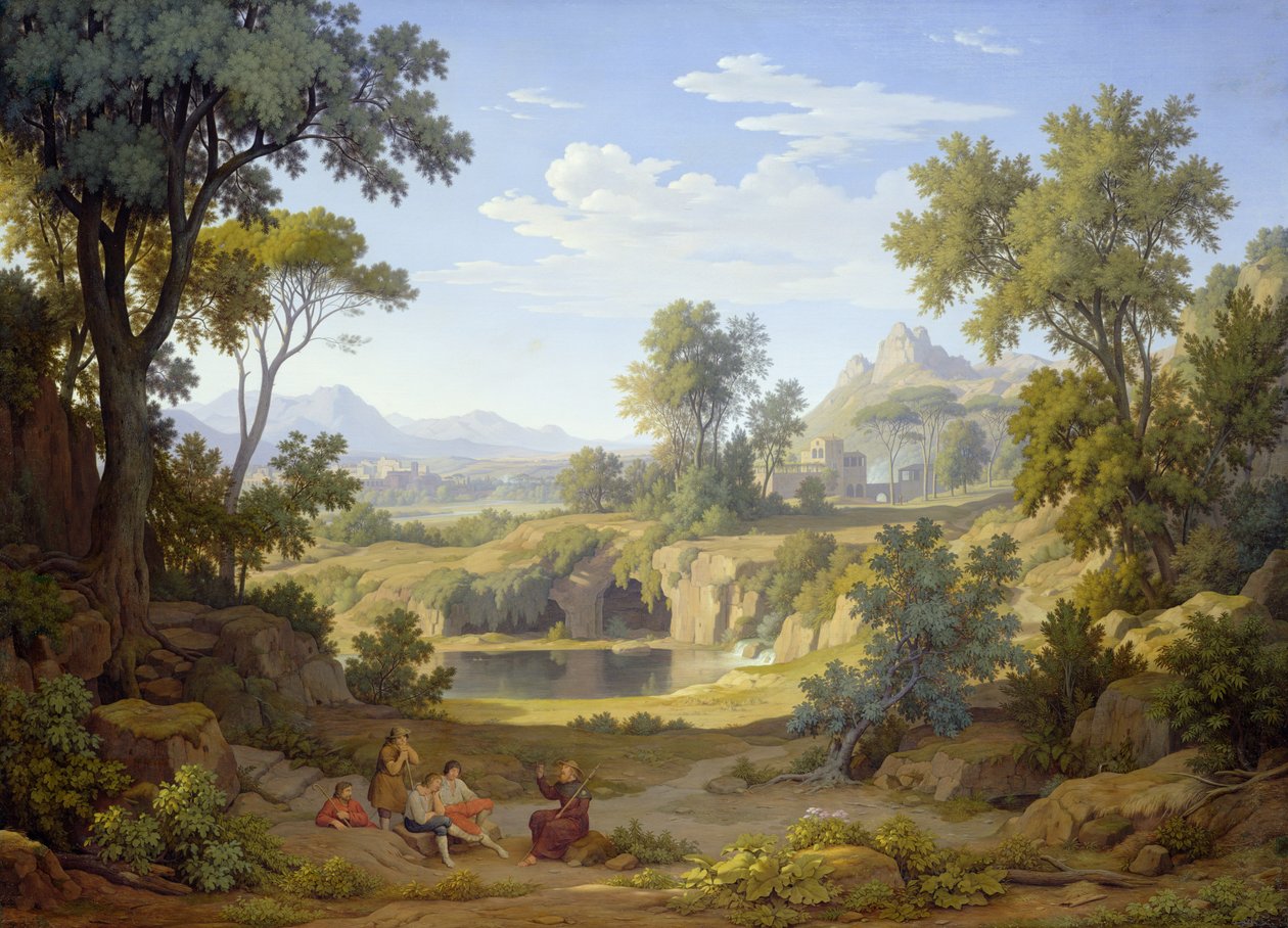 Olasz táj zarándokokkal és rusztikusokkal, 1829 alkotó: Johann Martin von Rohden
