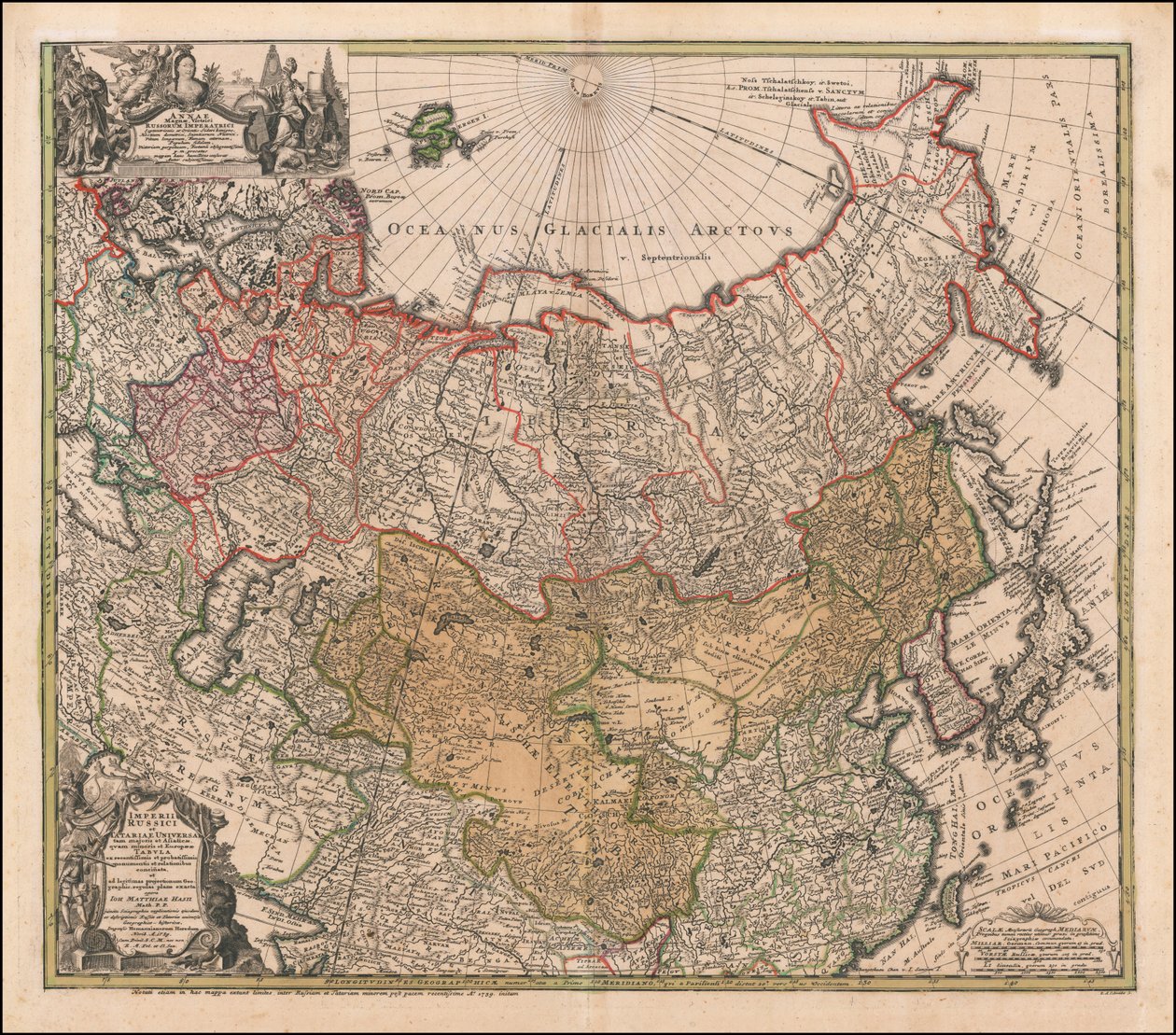 1739-es Oroszország és Tatárföld térképe Johann Matthias Hase tollából alkotó: Johann Matthias Hase