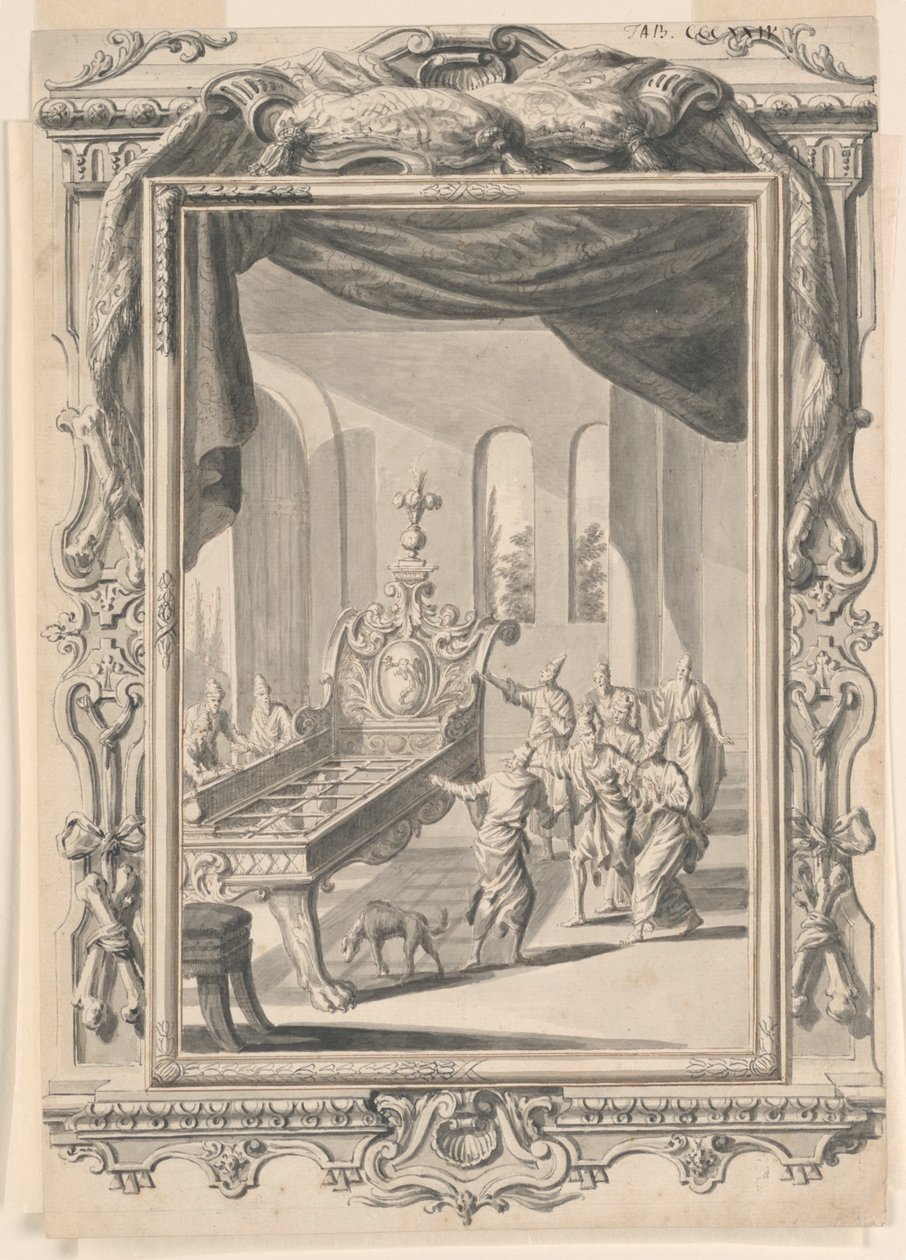 Tanulmány a The Iron Bedstead of King Oghoz, 324. tábla, Physica Sacra alkotó: Johann Melchior Füssli