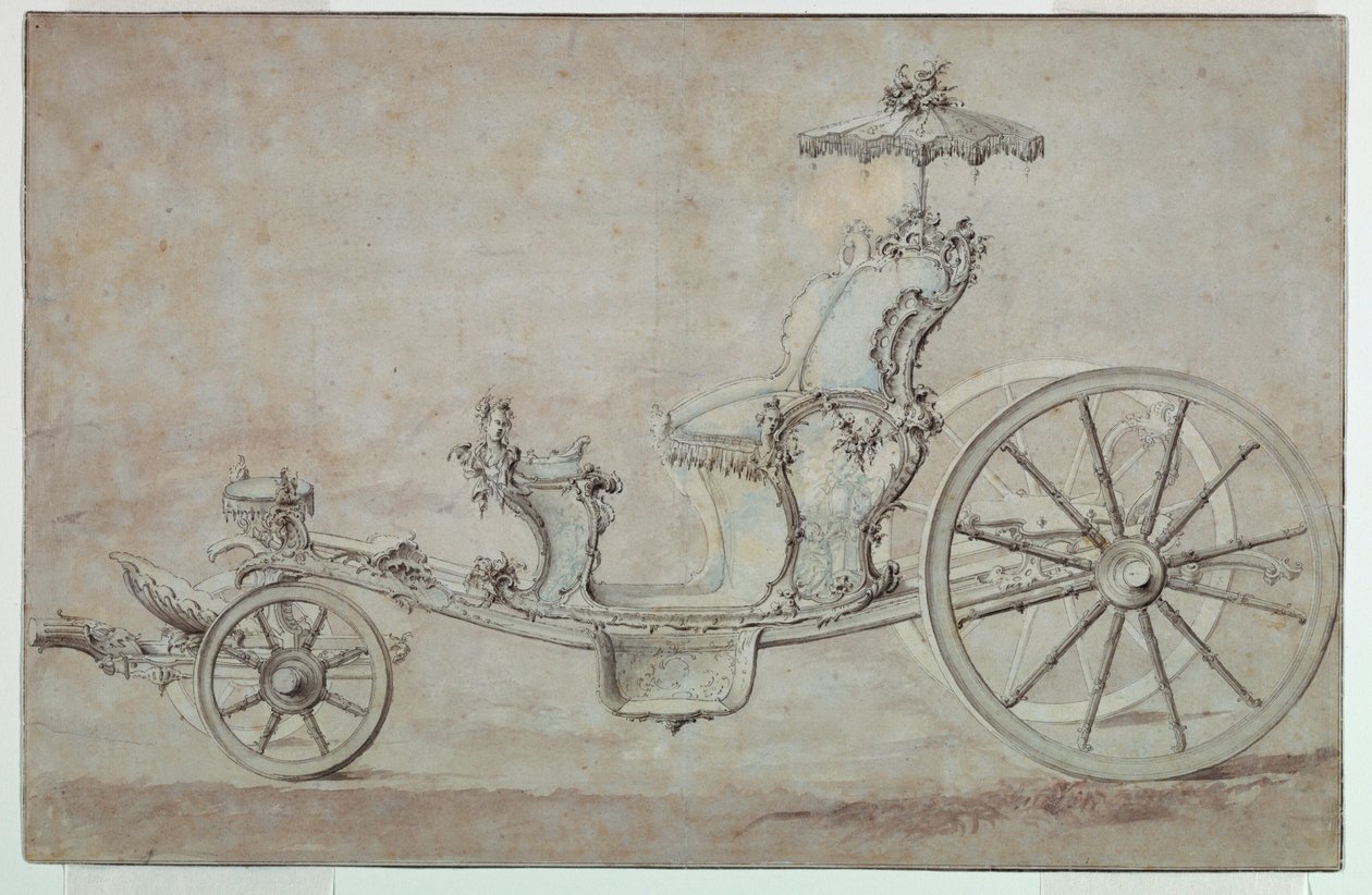 Rajz, Cabriolet tervrajz, 1750 előtt alkotó: Johann Michael Hoppenhaupt II