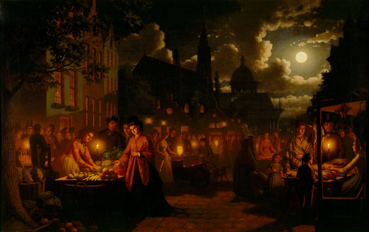 Holdfényes piac, 1874 alkotó: Johann Mongels Culverhouse