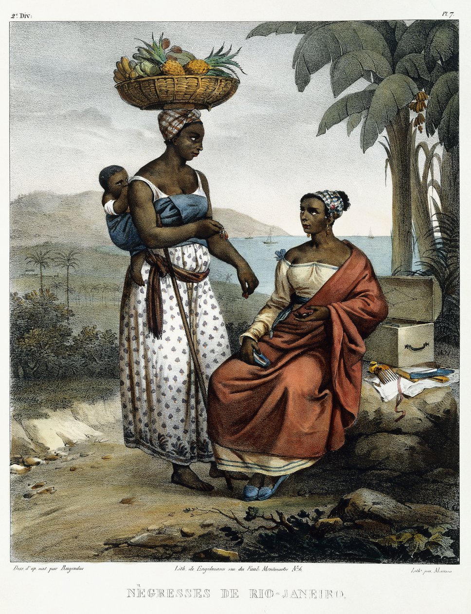 Rio-Janeiró-i fekete nők, a „Picturesque Voyage to Brazíliába” című filmből alkotó: Johann Moritz (after) Rugendas