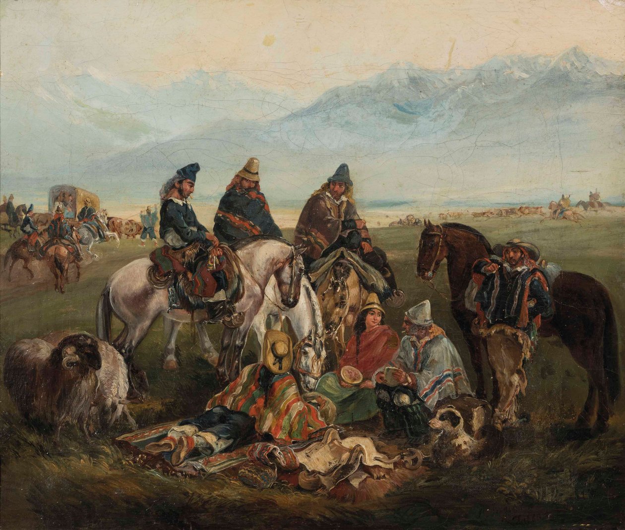 Spanyolul: Huasos maulinos Huasos a Maule régióból alkotó: Johann Moritz Rugendas