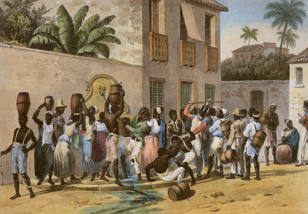 Water Carriers, metszett Deroi, kocsma. Engelmann and Company, Párizs, 1835 (kézzel színezett litho) alkotó: Johann Moritz Rugendas